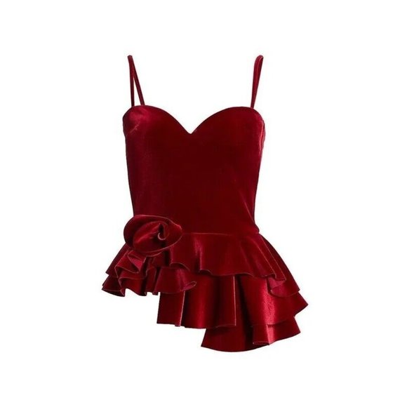 Chiara Boni Tops - CHIARA BONI LA PETITE ROBE  Women's Moa Velvet Tank Top Garnet Italy! $595